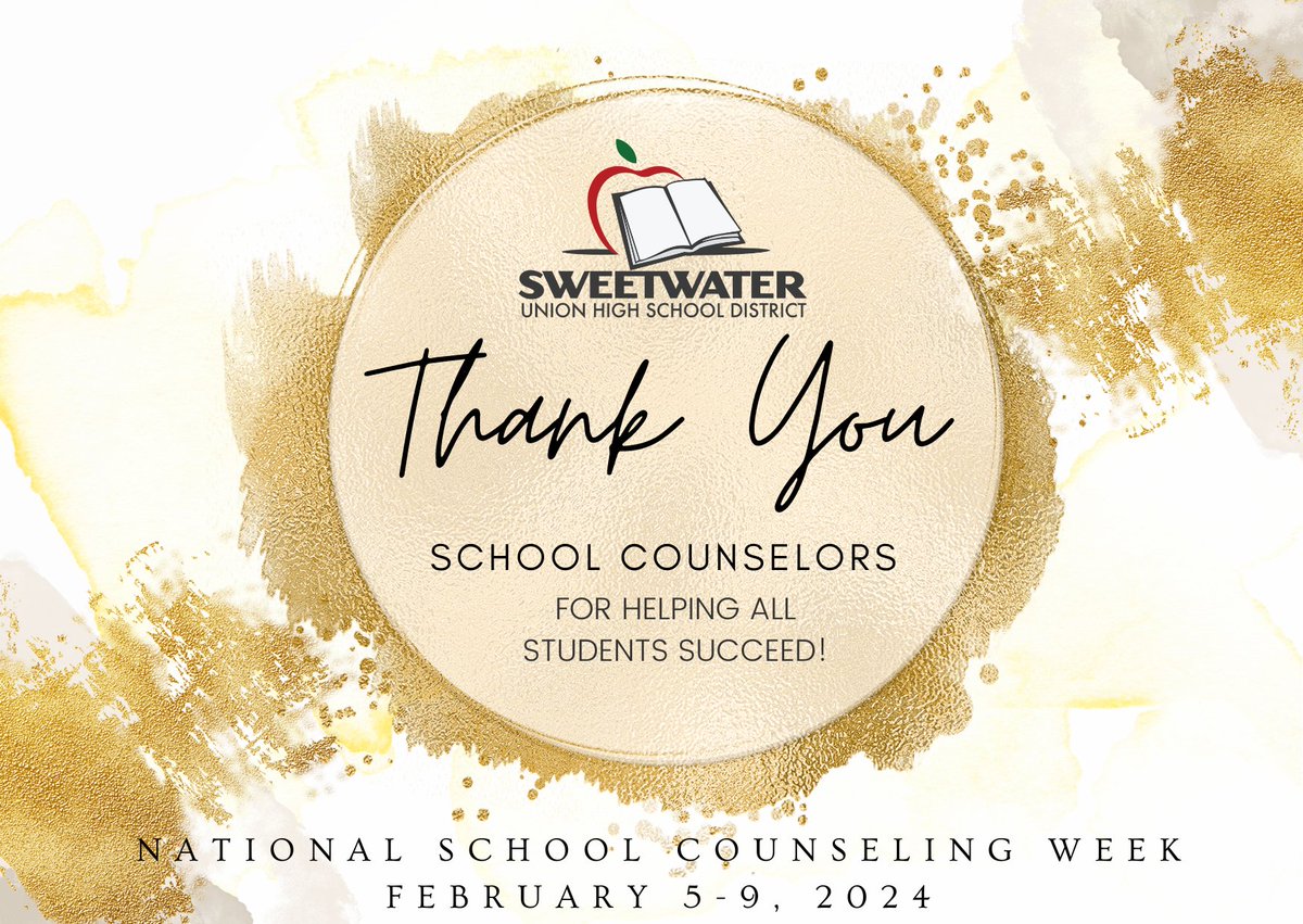 As National School Counseling Week comes to a close, we want to express our heartfelt gratitude to the incredible counselors in the Sweetwater District! Your dedication, support, and guidance make a profound impact on our students' lives every day. #SUHSD