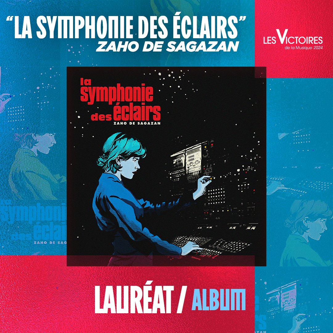 #Album 💿 Et de deux ! @zahodesagazan est la lauréate de la catégorie Album avec #LaSymphonieDesEclairs aux #VictoiresDeLaMusique 2024 ! #Victoires2024