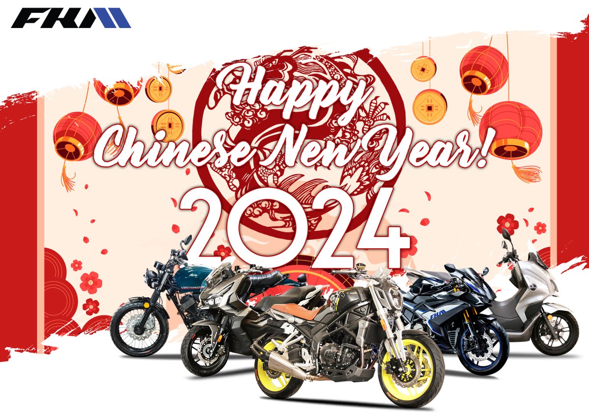 FKMmotorcyclePH's tweet photo. "Welcoming the Year of the Dragon with boundless joy and prosperity! Happy Chinese New Year 2024! 📷📷"
#fkmmotorcycleph
#chinesenewyear
#chinesenewyear2024
#victorino250
#ventureultimate
#falconx400
#3gp
#mtx150hybrid
#ridesafe
#staysafe https://t.co/H5smiMhejm