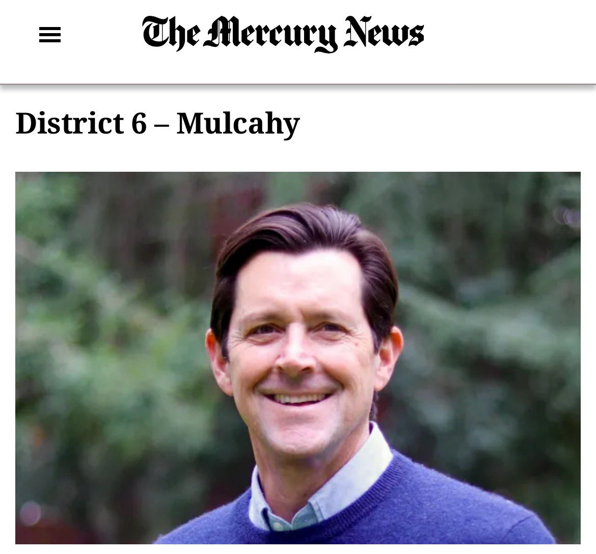 chrisroth408's tweet photo. It’s great to see an exemplary neighborhood leader, Michael Mulcahy, receive the endorsement of The Mercury News for San Jose City Council in District 6! #SJD6 @mulcahyforsj https://t.co/t87Vne8W8u https://t.co/DJi5ZhVD7w