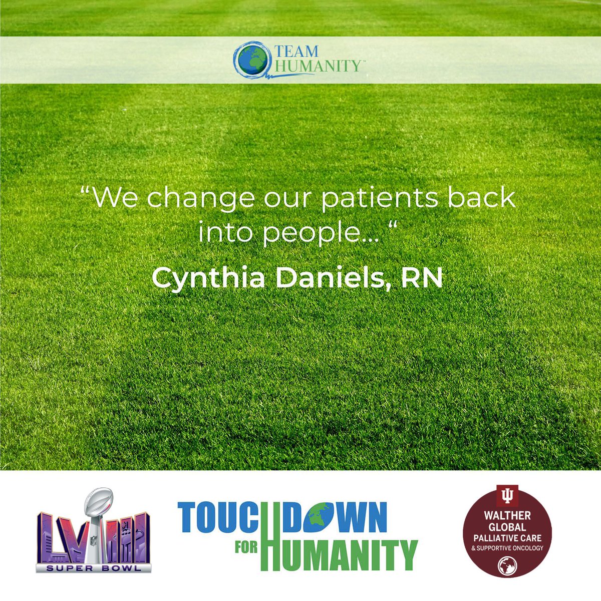 🏈 #SBLVII is transformative, so are #PalliativeCare teams who “change patients back into people..” to play their unique roles on this winning team called #Humanity 🎥 bit.ly/3uzE0Eo @NFLPA @CBSports @DrTedros @TurnerSportsEJ @shaqfoundation @49ers @chiefs @taylorswift13