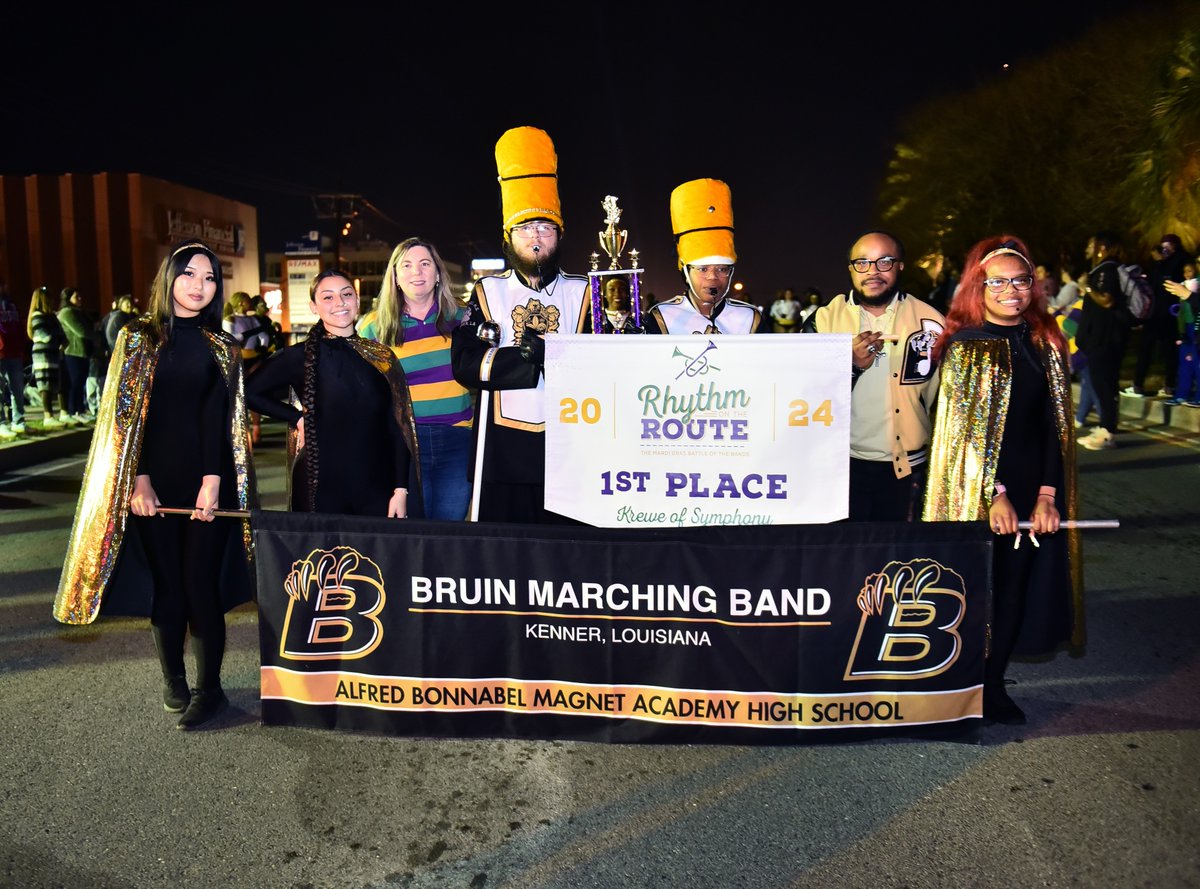 FamilyGras's tweet photo. Congratulations to last night's @kreweofsymphony Rhythm on the Route winners! 

1st Place: Bonnabel High School
2nd Place: East St. John High School
3rd Place: Andrew H. Wilson Charter School https://t.co/xGw70tuJVn