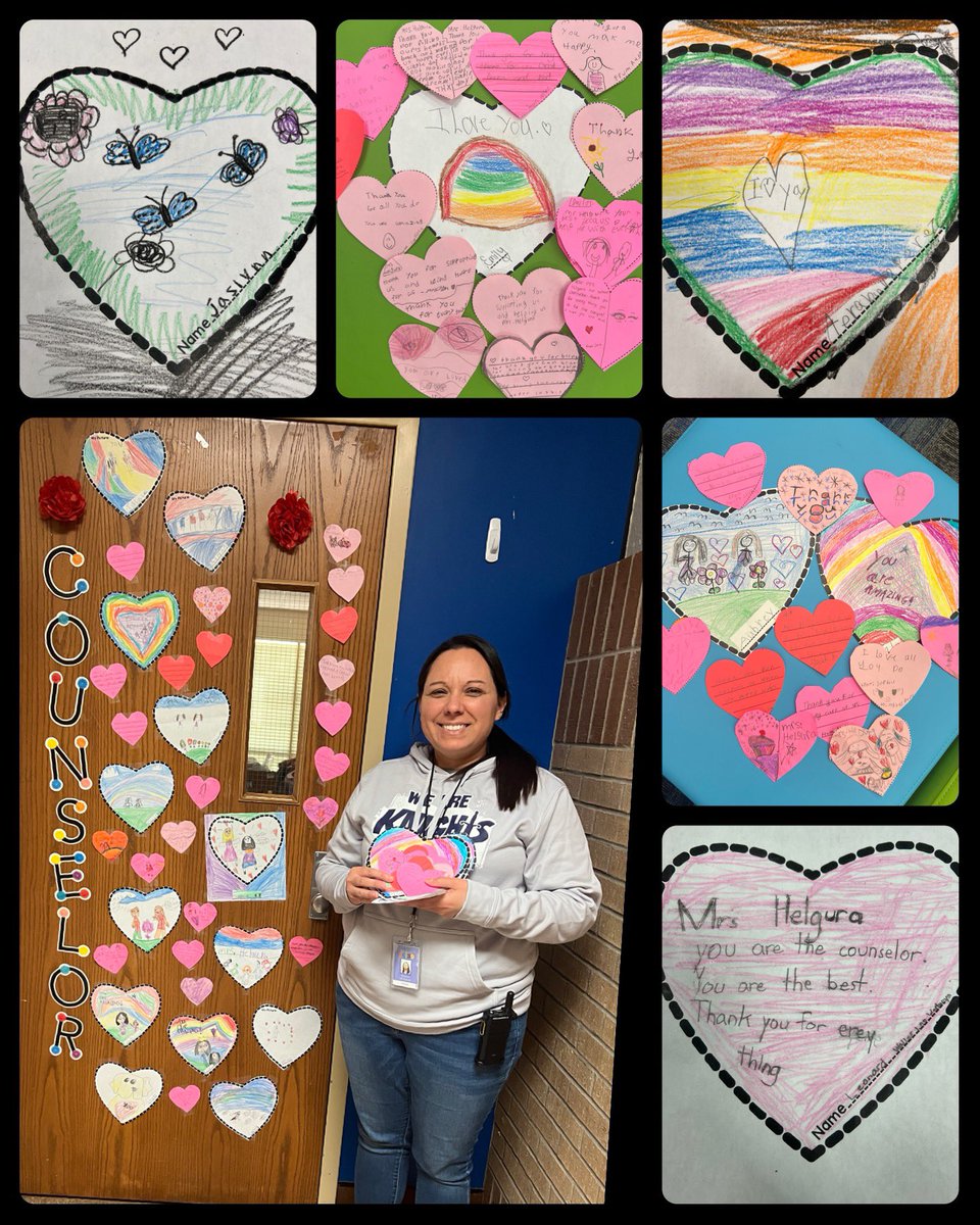 LBJelementary's tweet photo. Happy National Counseling Week to our AMAZING counselor Mrs. Helguera!  LBJ Knights created sweet messages and illustrations to show their gratitude!  We are blessed to have you at LBJ!  Thank you for all you do! @ErinBueno2 @CrierZenovia https://t.co/Qb3HHcgK6m