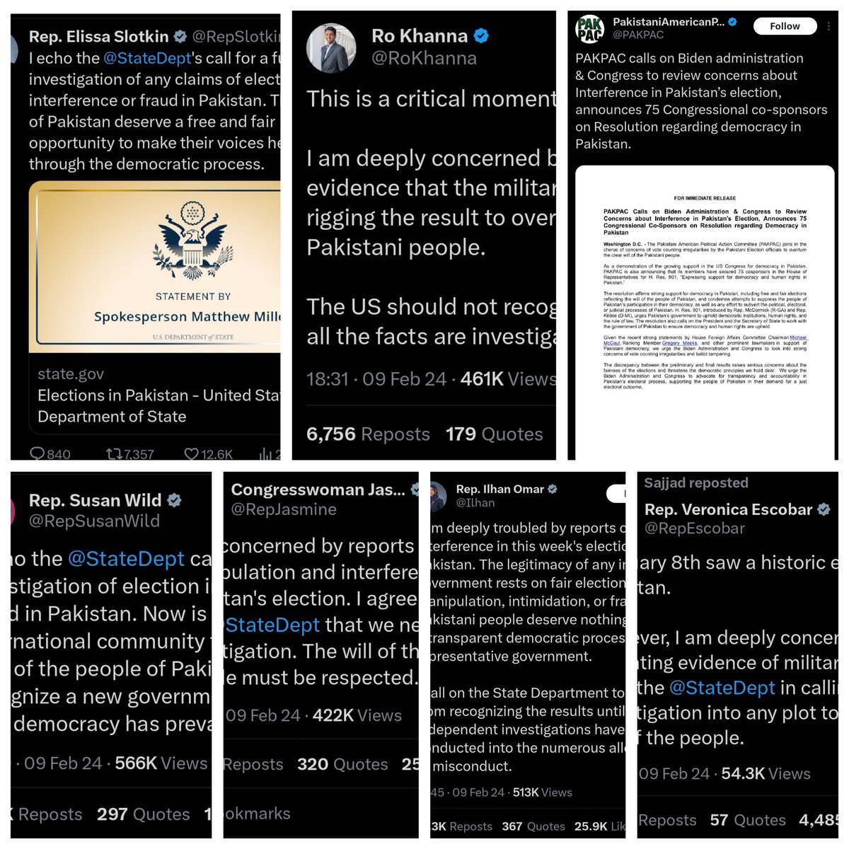 Aamir_Aali's tweet photo. These all #USA republican &amp; democrat congressmen/women r asking their #Biden administration not to recognize any new #Pakistani political govt as a result of bogus elections,fully rigged by #PakistanArmy ,#ISPR. 
I salute #Pakistani American who are making awareness possible.👏 https://t.co/BhneOXxElB