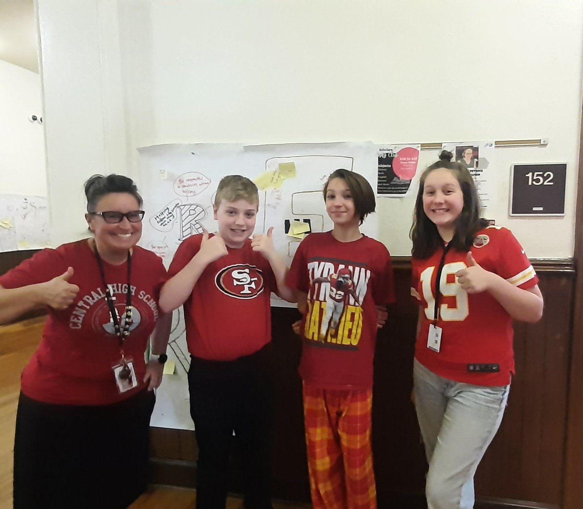#TeamSPS a couple Scholars ss, and me, wearing red today - Go Teams! @CentralBulldog @PhelpsCenter