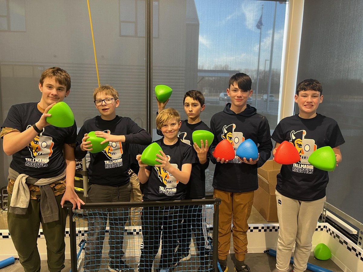 Tallmadge_STEM's tweet photo. Tallmadge Middle Robotics Team #97778A qualifies for VEX State Tournament with a personal best Skills score. Way to represent!! https://t.co/cgzmI1sSJI