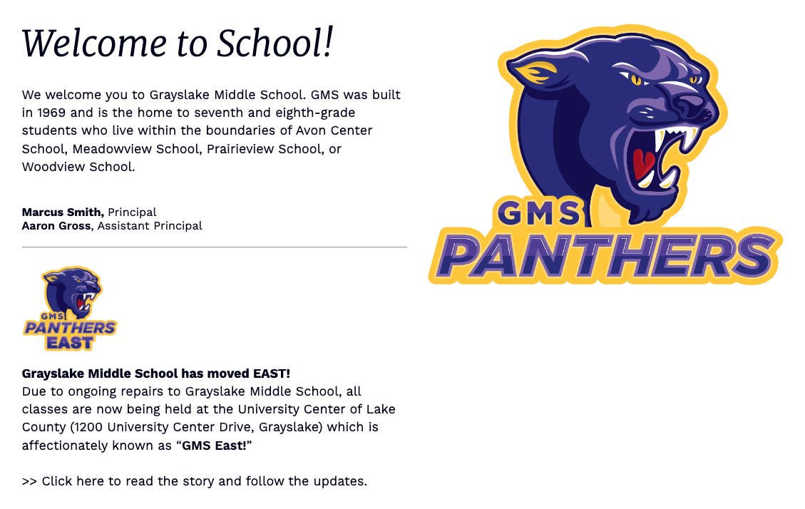 We've added the story of GMS East to our GMS school website. How'd we get here & what's happening now. There are a lot of photos from the first days at the University Center location and we've also added a press release with information on the latest updates as well. @GMS46Middle