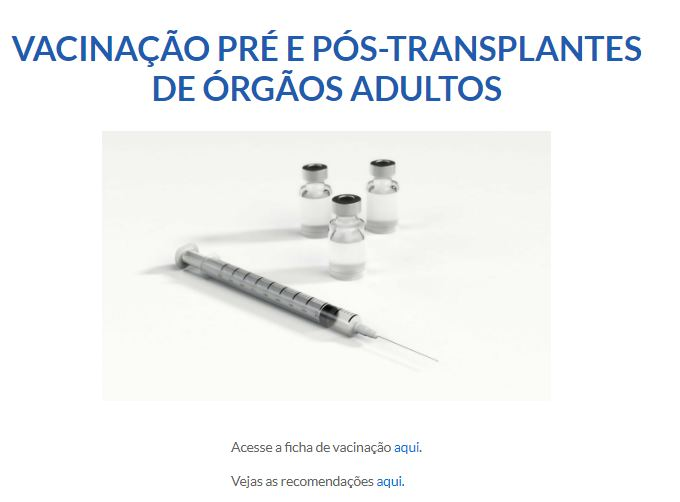 Confira a recomendação para vacinação pré e pós-transplante de órgãos - Adultos. Acesse o link: site.abto.org.br/vacinacao-pre-…