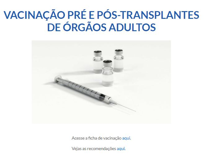 Confira a recomendação para vacinação pré e pós-transplante de órgãos - Adultos. Acesse o link:

site.abto.org.br/vacinacao-pre-…