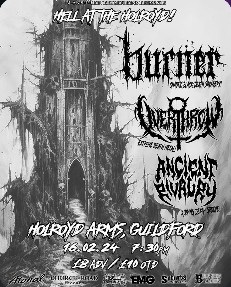 Extreme metal duo <a href="/overthrowdeath/">OVERTHROW</a> will be supporting @burnermetal in Guildford on the 16th of February. Grab a ticket below! 👇🏻 #Overthrow #redefiningdarkness #metaltwitter 
linktr.ee/blaspherionpro…