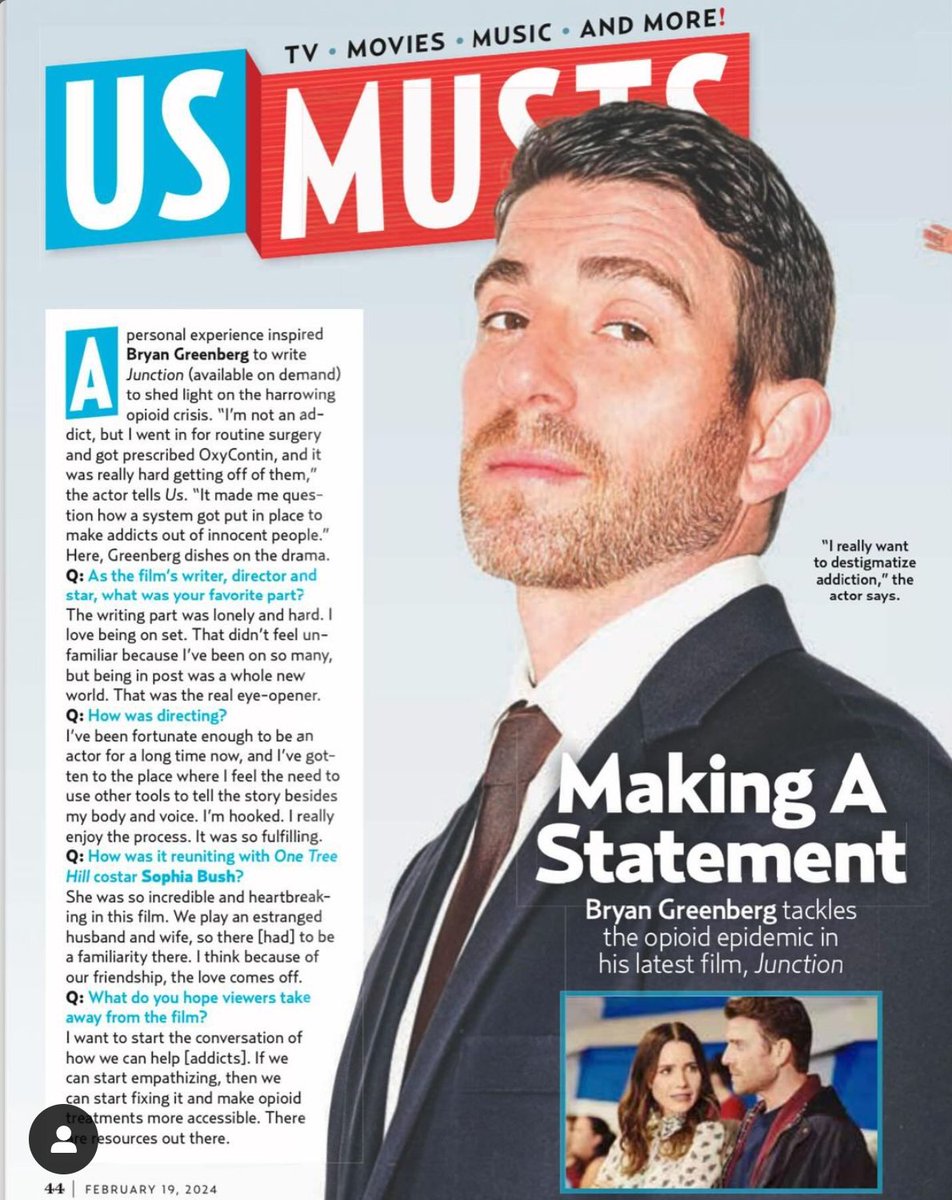 Pick up the latest print issue of Us Weekly featuring an exclusive interview with Bryan Greenberg regarding the award-winning 'Junction' feature film. Watch in theaters and all major streaming platforms (AppleTV, Prime Video, Xfinity, etc). “Junction takes a unique approach to…