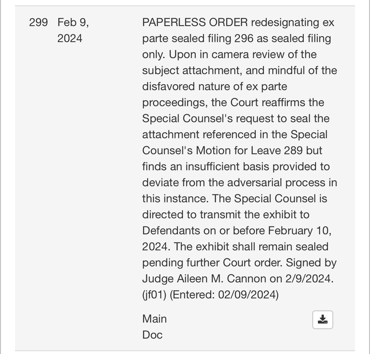 Moments ago, Judge Cannon just made a very dangerous ruling and we cannot let it slip under the radar. 

I am sure Jack Smith’s team is working feverishly on a response right now. 

Judge Cannon just ordered that by tomorrow February 10, Jack Smith provide Trump with information