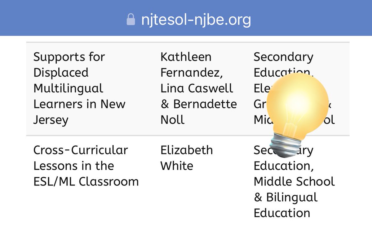 Ms. Vila Chave (@mvilachave) on Twitter photo ππΌππΌ Our very own Spartan Educator, Ms. White, will be presenting not once but TWICE at the 2024 NJTESOL/NJBE Spring Conference. Join me in celebrating yet another wonderful example of #spartanlegacy #multilingualspartans <a href="/MsKWeldon/">Kelly Weldon</a> <a href="/drkalisha/">Kalisha Harris-Morgan, Ed.D</a> <a href="/MrsDKaszuba/">D Kaszuba</a> <a href="/NJTESOL_NJBE/">NJTESOL_NJBE</a> ππΌππΌ Our very own Spartan Educator, Ms. White, will be presenting not once but TWICE at the 2024 NJTESOL/NJBE Spring Conference. Join me in celebrating yet another wonderful example of #spartanlegacy #multilingualspartans <a href="/MsKWeldon/">Kelly Weldon</a> <a href="/drkalisha/">Kalisha Harris-Morgan, Ed.D</a> <a href="/MrsDKaszuba/">D Kaszuba</a> <a href="/NJTESOL_NJBE/">NJTESOL_NJBE</a>