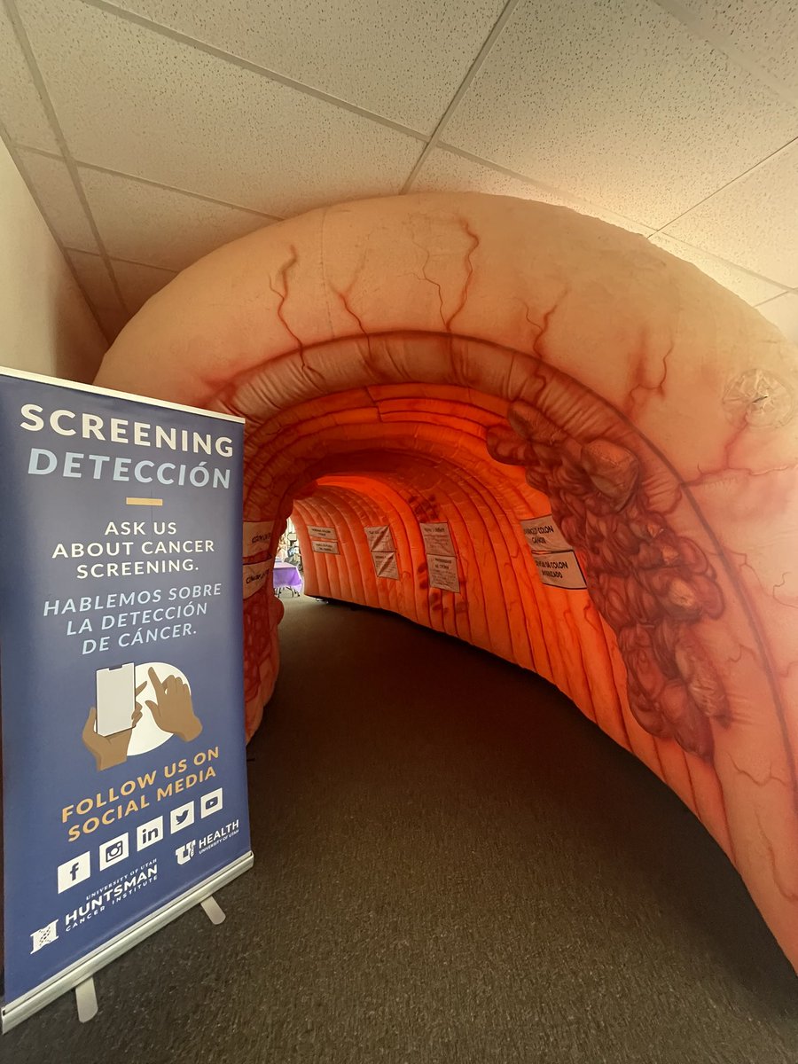 The giant colon was spotted today at Jordan District Health Fair! Follow @huntsmancancer and reach out for screening tips and approaches. #CancerAwareness