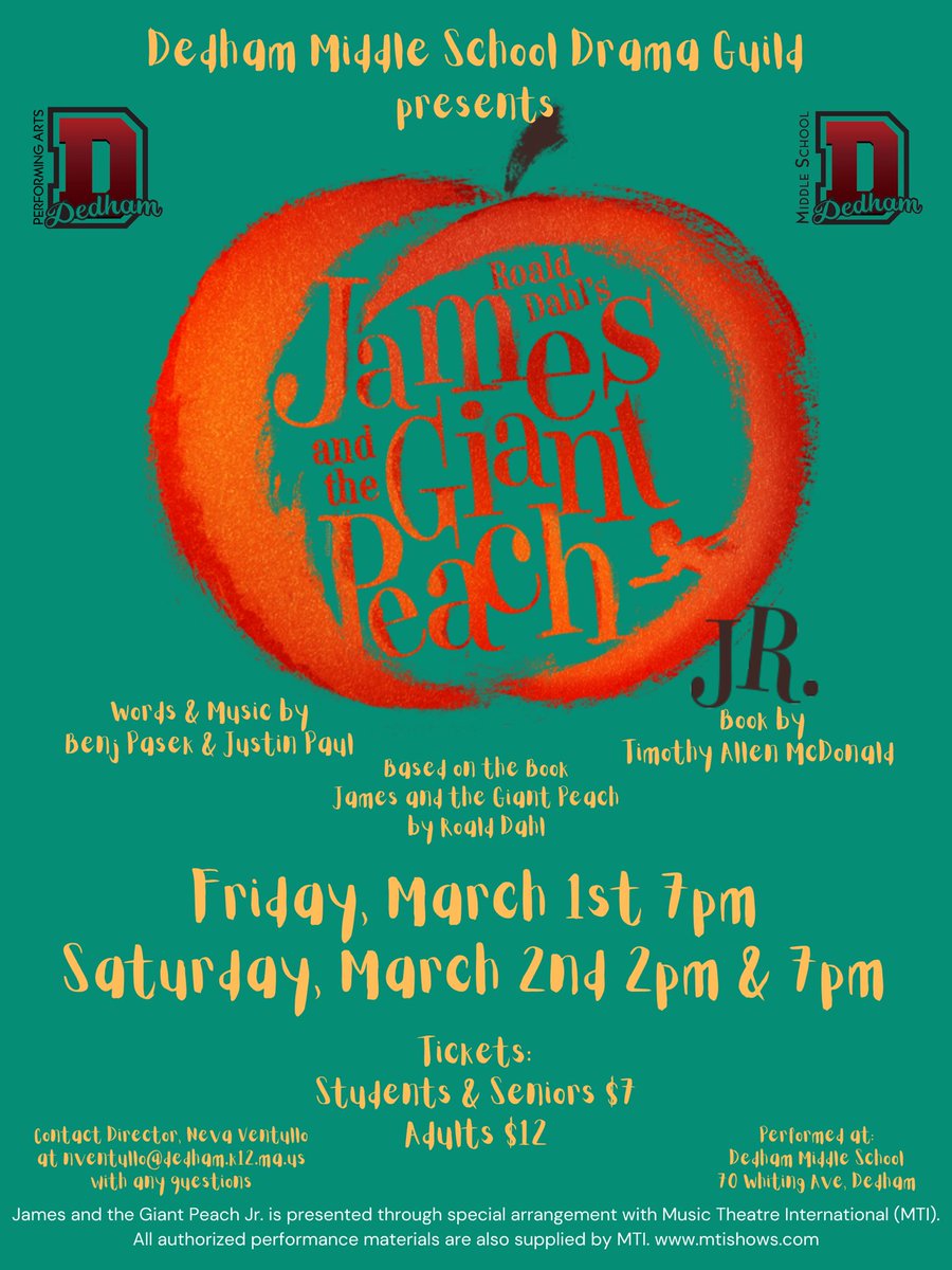 Mark your calendars for the DMS musical! March 1&amp;2!