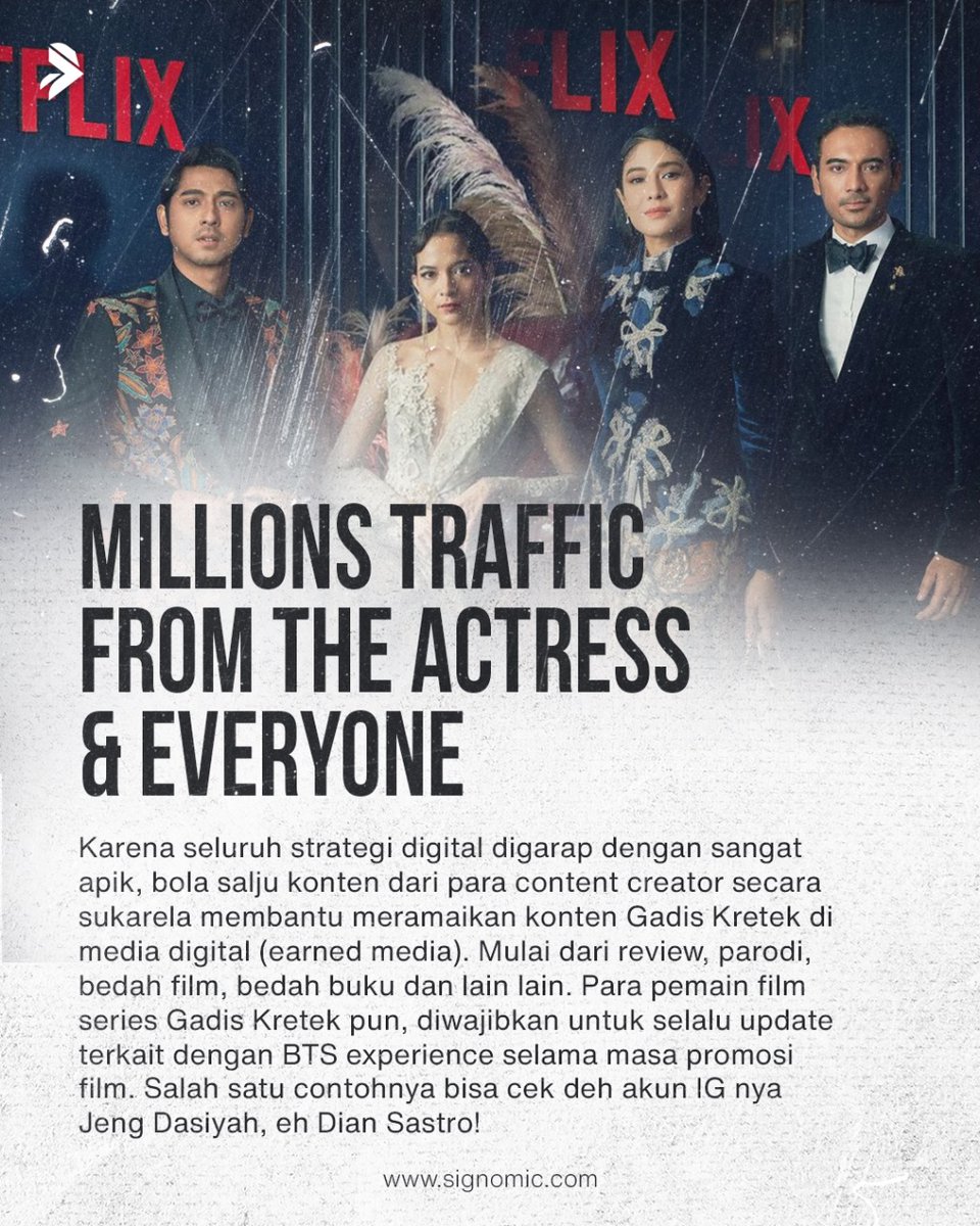 signomic's tweet photo. Baru nge hype Film Series Netflix Indonesia berjudul Gadis Kretekkan? Bukan chiropractor lho ya. Sekarang kita bahas gimana strategi media digital yang digunakan dan apa yang bisa kita adopsi nihh buat bisnis kita! Cek Yuk!
#socialmediamanagement #socialmediaagency #gadiskretek https://t.co/7hhfyEFXUe