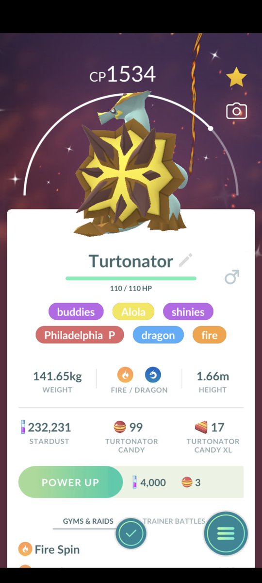 2004_big's tweet photo. I caught my first shiny Turtonator,second shiny of the day https://t.co/oqmKMn3fUG