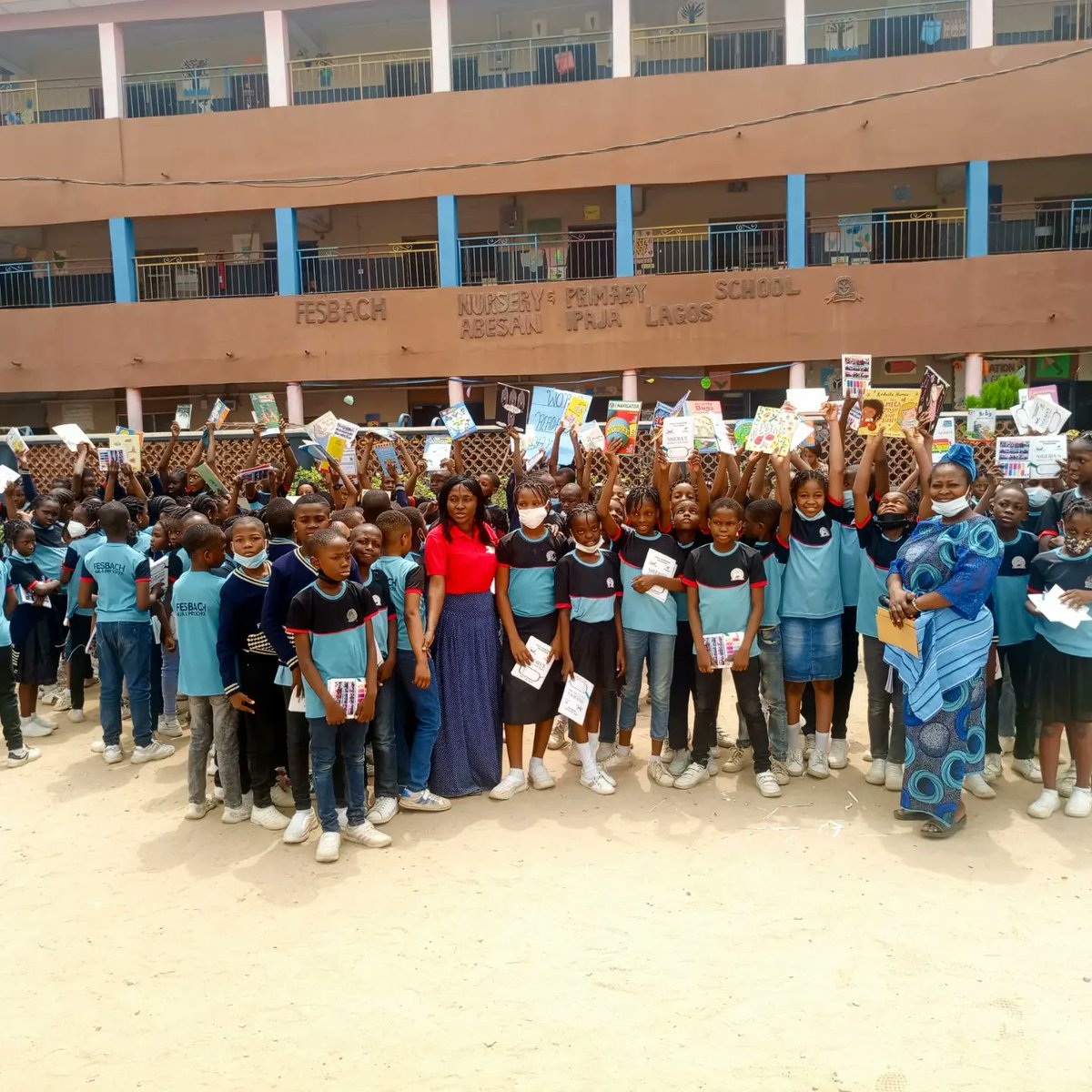 hrfngo's tweet photo. In commemoration of #WorldReadaloud Day on 7th Feb 2024, Hope Restored Initiative  Collaborated with Finpolnomics and Faras charitable foundation to donate Novels to the school Library of Fesbach Nursery&amp;primary school. Exercise books were also distributed to 428 pupils https://t.co/V5pUzyFgmS