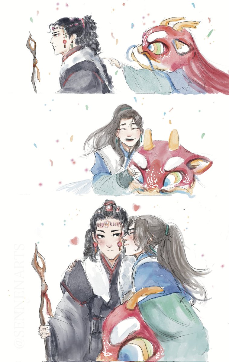 sennenarts's tweet photo. Happy New Year! The lovely dragon came to smooch his significant one!
春节快乐! 🌕🧧🎇
#LordSeventh #qiye #wuxi #七爷 #jingbeiyuan #jingqi #xiyuan #Priest #LunarNewYear https://t.co/DCbd0Kb5GU