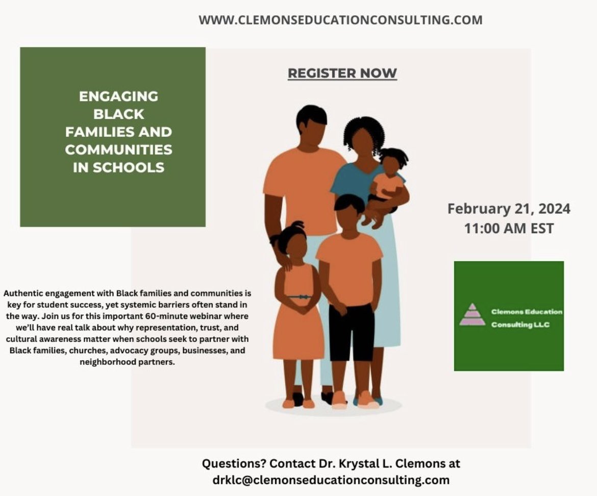 Why wait to increase engagement with Black students and their families? The time is now! Join me on 2/21/2024 at 11am EST! #edutwitter #scchat #antiracistsc #NSCW2024  us06web.zoom.us/webinar/regist…