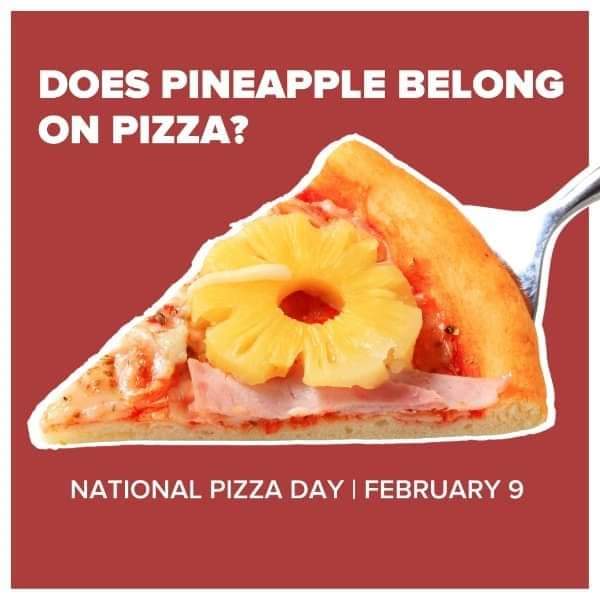Celebrating National Pizza Day proving pineapple does belong on a pizza along with ham and onions , courtesy of the Pizza Place 2.0 in Sandersville 

#NationalPizzaDay
#EnoughForTwoButOnlyOne
#NoPineappleNoHawaiianPizza