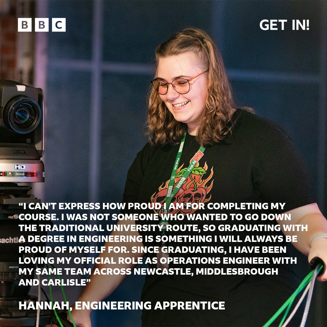 Our degree apprenticeships are fully-funded programmes where you receive a salary and benefits while you learn on-the-job and study for a degree. As we approach the end of #NAW2024, we wanted to share some words from graduates, Hannah and Hadiyah, following their BBC journey 🎓