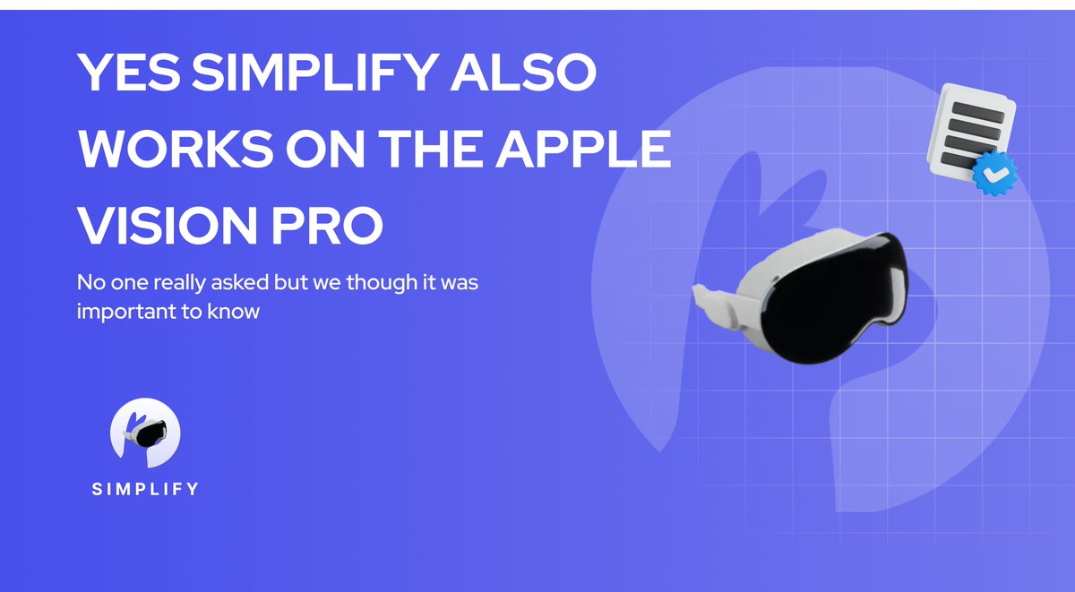 SimplifyAIO's tweet photo. 👋 We though it would be important to know that our app still functions on the #AppleVisionPro! https://t.co/GyNUualWEV