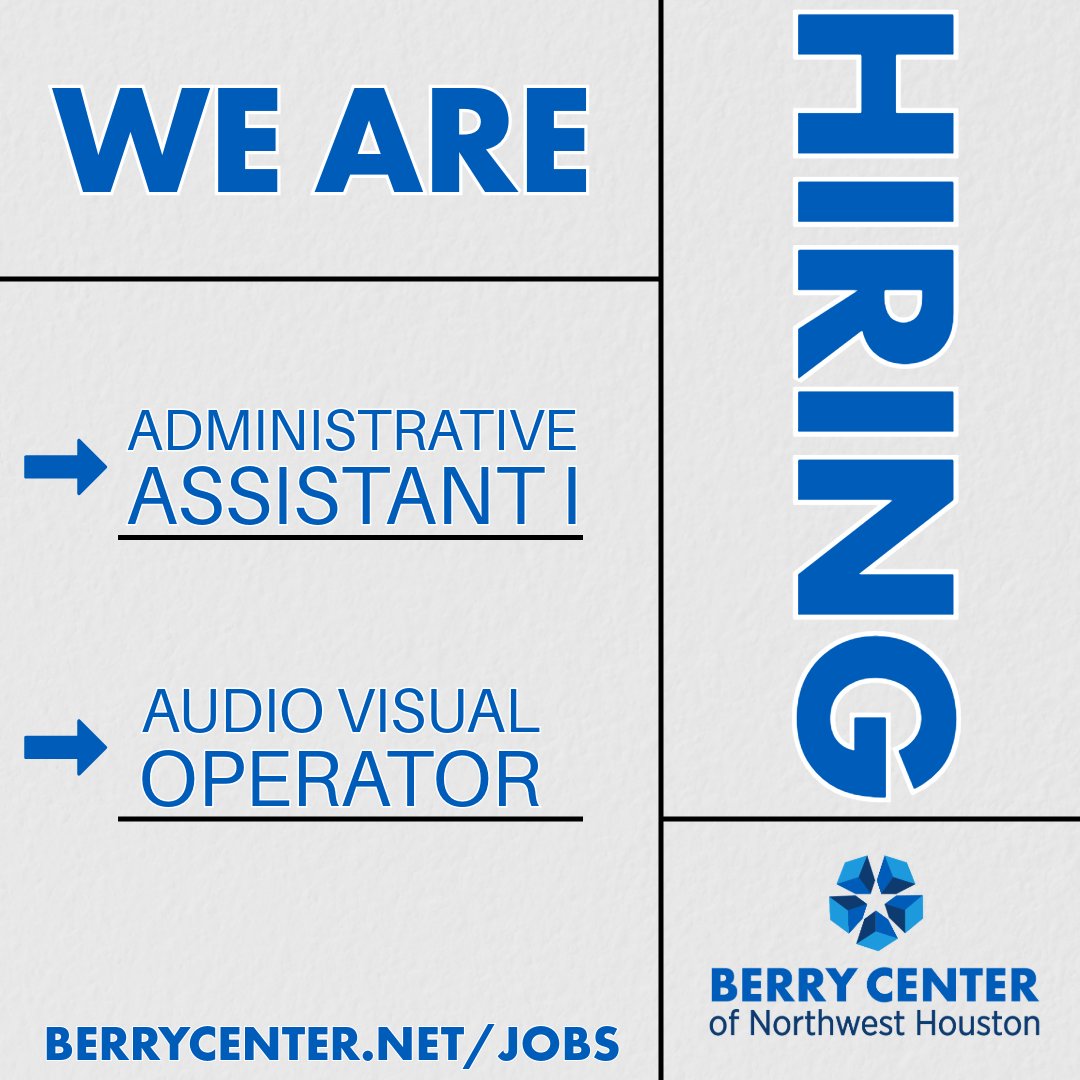 Come join our team over at the Berry Center and see what it's like to #BeBerry! 

Check out the two new job openings at berrycenter.net/jobs