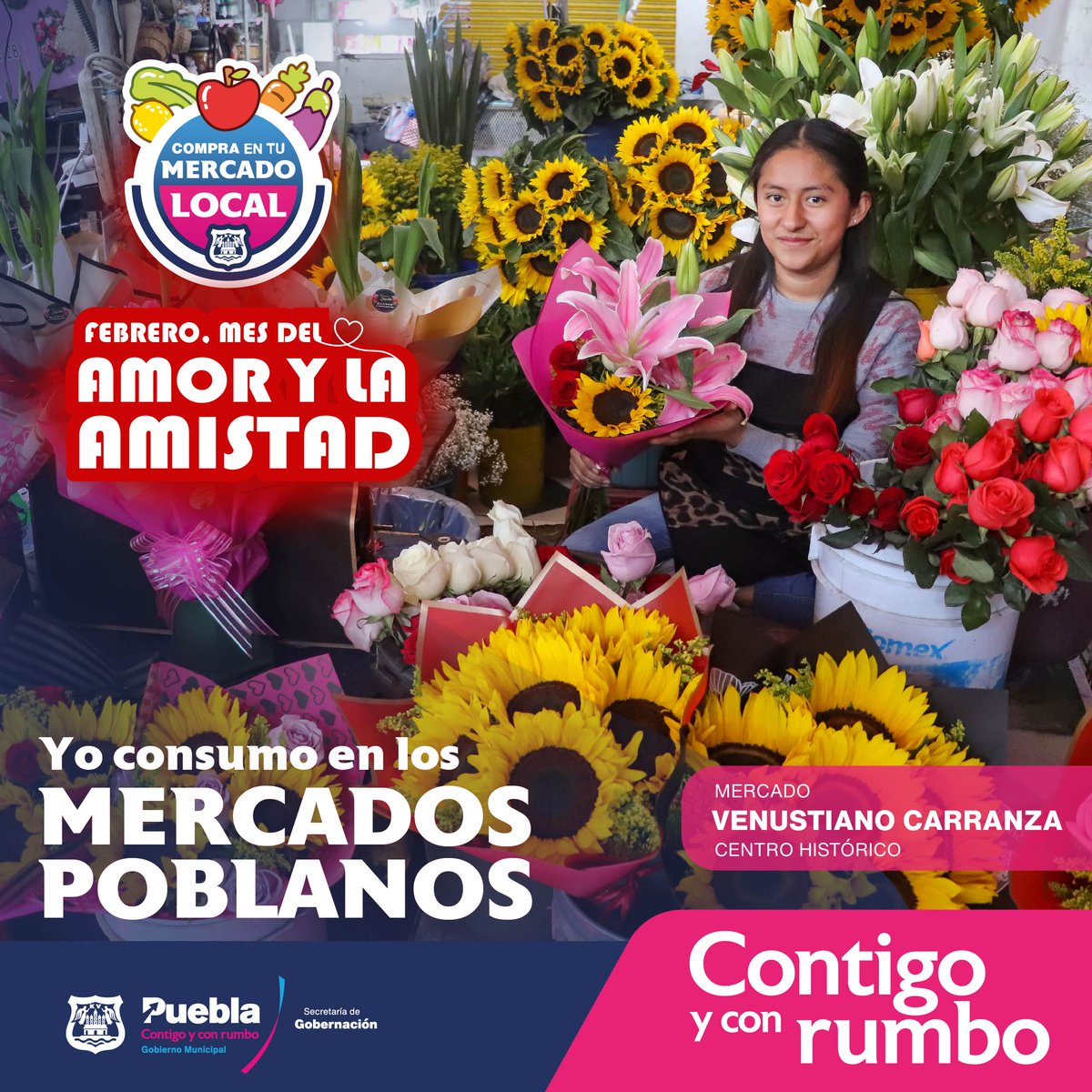 SGGM_Pue's tweet photo. 💝 Emociónate con nosotros y celebra este día del #AmorYLaAmistad 🫂 con unos preciosos arreglos florales 🌻🌹🌷 para esa persona especial.

📍Visita el #Mercado Venustiano Carranza  https://t.co/u3WMEZuEBm

#ContigoElBuenRumboSigue https://t.co/4Cao5taT1Y