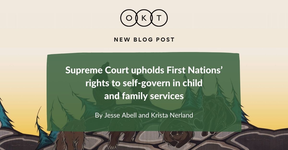 This morning, the Supreme Court of Canada released a unanimous decision in the C-92 Reference (Attorney General (Quebec) v Attorney General (Canada), 2024 SCC 5.) Click on the link below to read our latest blog post! oktlaw.com/supreme-court-…