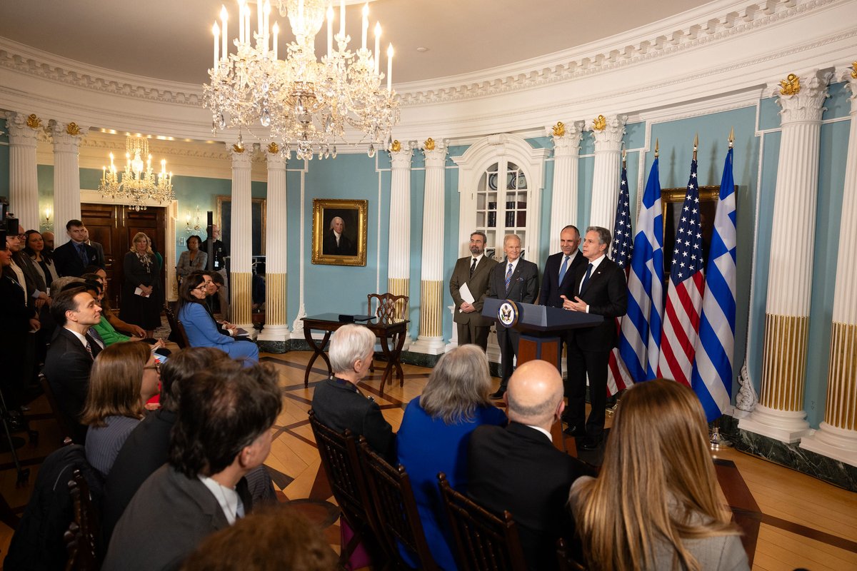 I met with Greek Foreign Minister Gerapetritis at today’s fifth U.S.-Greece Strategic Dialogue. Our bilateral relationship with our NATO Ally continues to expand as we welcome Greece to the Artemis Accords, which promotes peaceful and responsible space exploration.