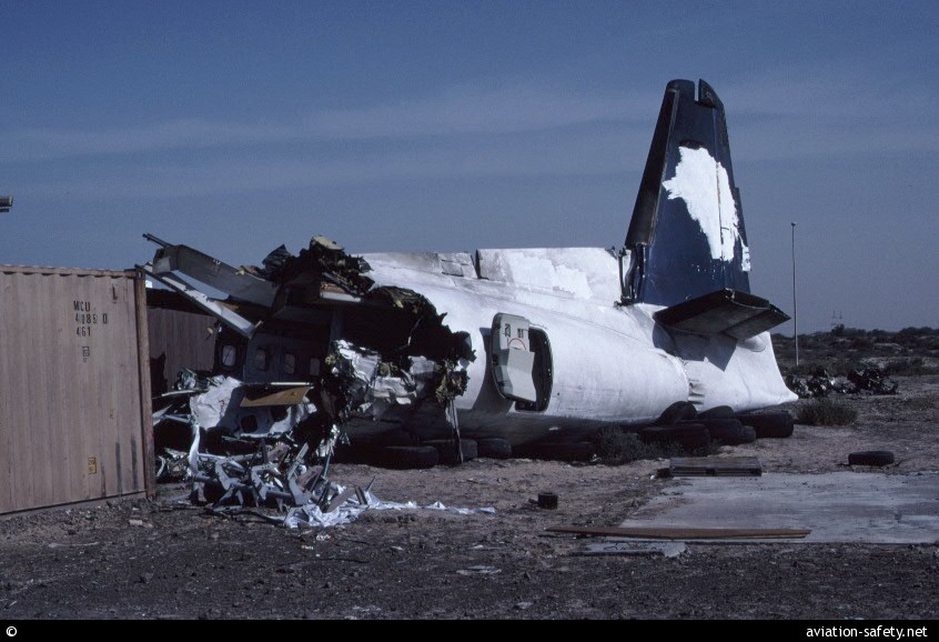 OnDisasters's tweet photo. #OTD in 2004: Kish Air Flight 7170, a F-50, crashes at Sharjah (UAE) 43 of 46 aboard die. On approach, plane went out of control, went down near runway. Cause: inadvertent adjustment to power levers by one of the pilots. Factors: lack of CRM, disregard of SOP, others. https://t.co/k98MLMsjDI