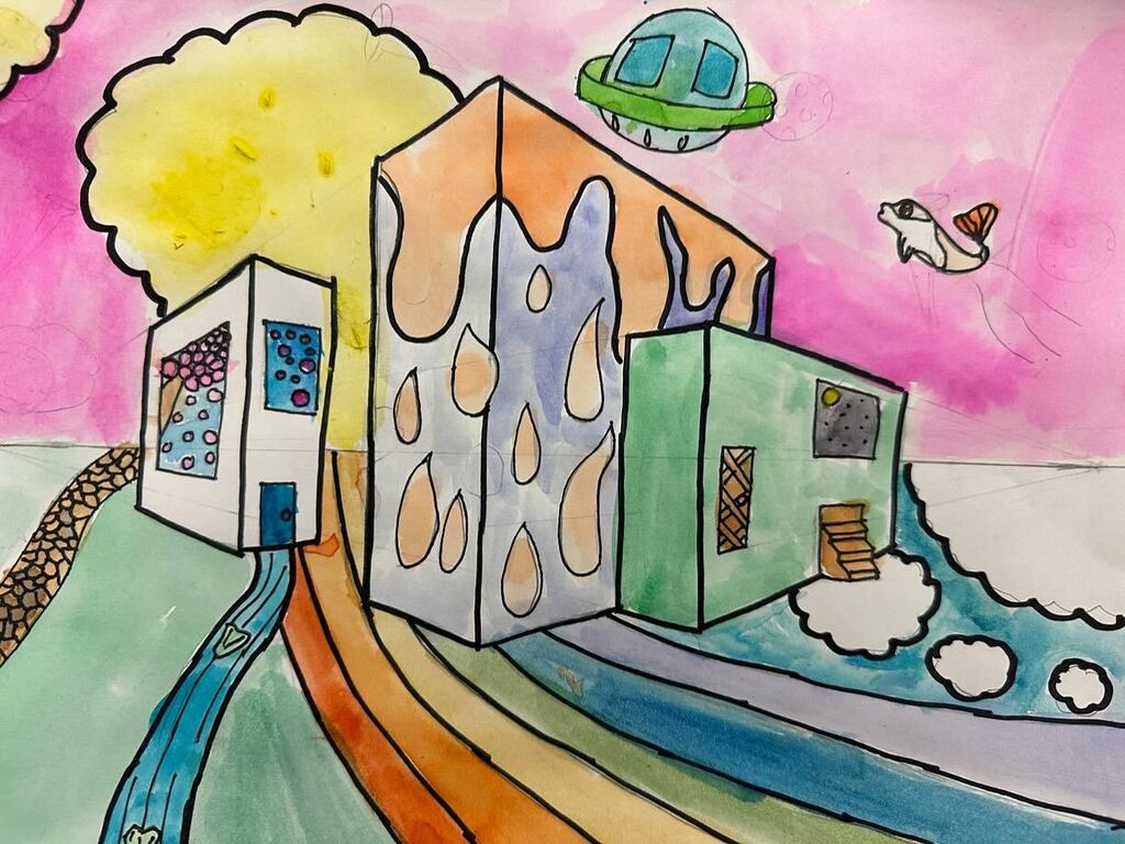 Visit ift.tt/fpCP7OX for full caption. #5thgradeartists are finishing up their surreal 2-point perspective landscapes inspired by Salvador Dali and Rene Magritte. #heardsferryart #heardsferryelementary