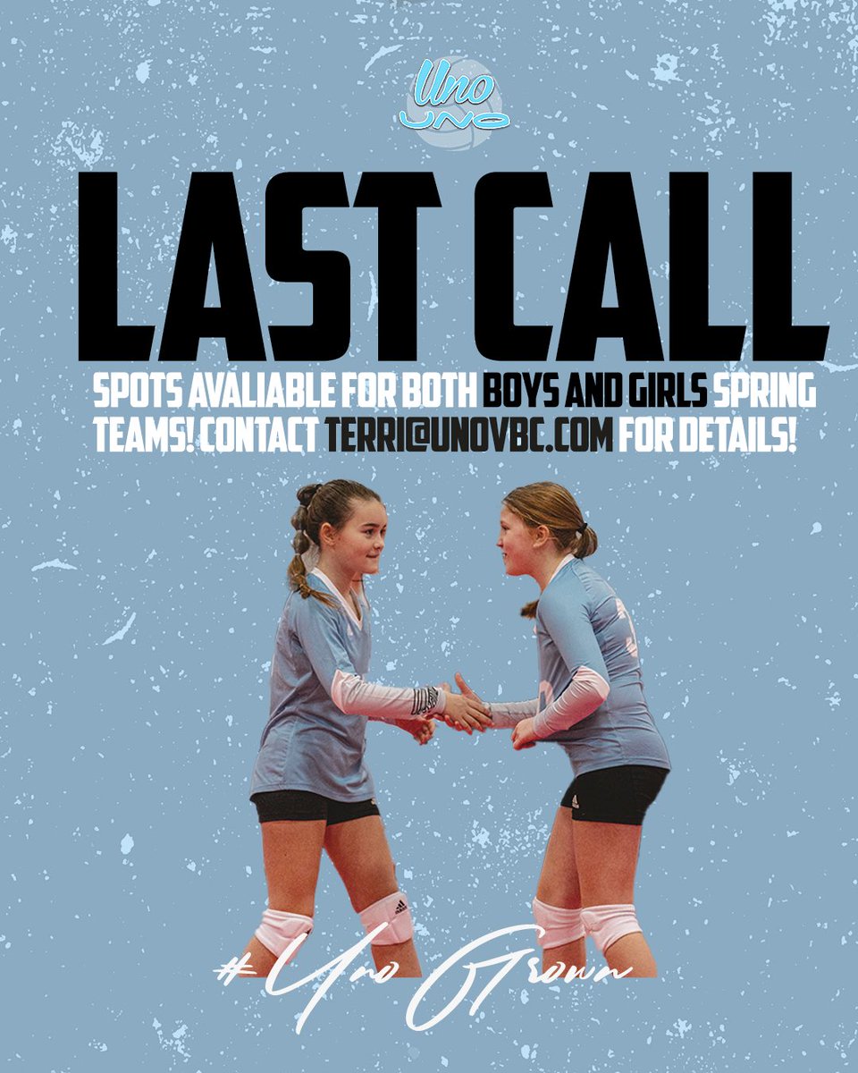 There are still spots available for both our Boys and Girls Spring Teams! Contact Terri@unovbc.com for details!