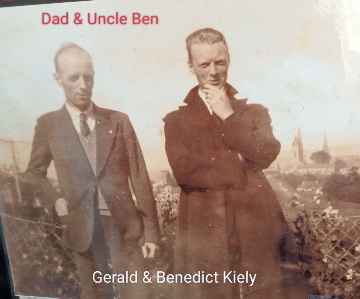 Remembering my wonderful uncle, Author Benedict Kiely today, August 15 1919 - Feb 9 2007.  Photo is taken many years ago, my dad, Gerald Kiely(Ben's brother on left) with Ben. #sundaymiscellany #irishauthors #irishtimes #omagh #BenedictKiely #irishindependent #rte #virginmedia