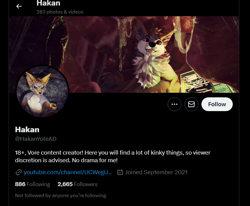 KeroArchive's tweet photo. Zoosadist Kero The Wolf's latest alias has been uncovered: Hakan Yote.
(Credit to Alt Cuntingham for the discovery) https://t.co/QnLUpzMVVU