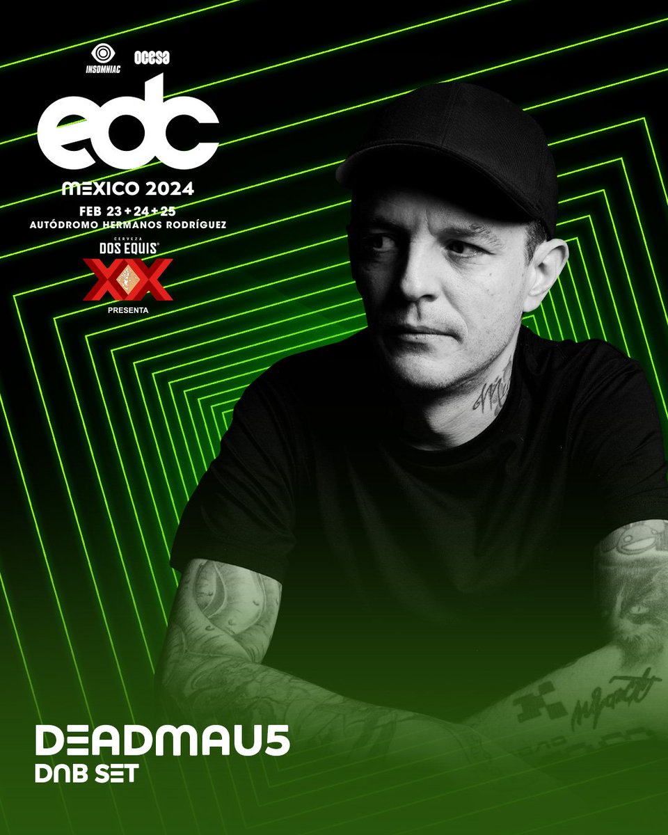 ¡Atención! 😎 ¡@deadmau5 celebrará nuestro gran X Aniversario con nosotros con su nuevo SET DNB en #wasteLAND el viernes 23 de febrero! ☣️🔥⚠️ ¡No te lo puedes perder headliner! 🫡 🎟️ en bit.ly/EDC24_OF #EDCMéxico