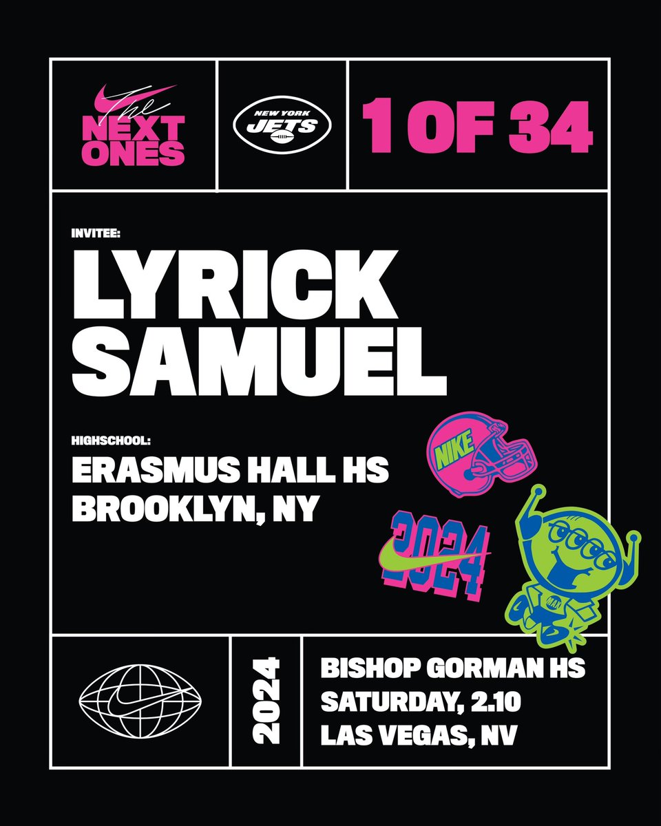 I am honored and blessed to have been invited to Nike The NEXT ONES to represent the New York Jets organization out in Las Vegas tomorrow! @EHallFB @Dannylandberg @coach_wheels1 @KJSTROUD10 @Nike I will continue to put on for my state!