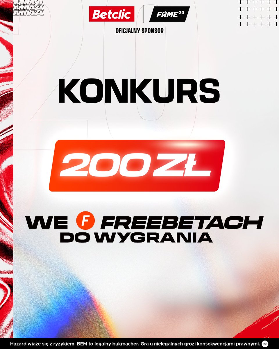 Betclic Polska 🔞 (@betclicpolska) on Twitter photo 💥KONKURS💥
🎁 4x50 zł freebet do wygrania
Zasady:
▪️ obserwuj <a href="/BetclicPolska/">Betclic Polska 🔞</a>
▪️ retweet
▪️ wytypuj zwycięzcę turnieju na #famemma20 i dokładny wynik meczu PSG - Lille + dodaj #KonkursBetclic + podaj login
⚠️ Gramy do 21. Konkurs +18. 💥KONKURS💥
🎁 4x50 zł freebet do wygrania
Zasady:
▪️ obserwuj <a href="/BetclicPolska/">Betclic Polska 🔞</a>
▪️ retweet
▪️ wytypuj zwycięzcę turnieju na #famemma20 i dokładny wynik meczu PSG - Lille + dodaj #KonkursBetclic + podaj login
⚠️ Gramy do 21. Konkurs +18.