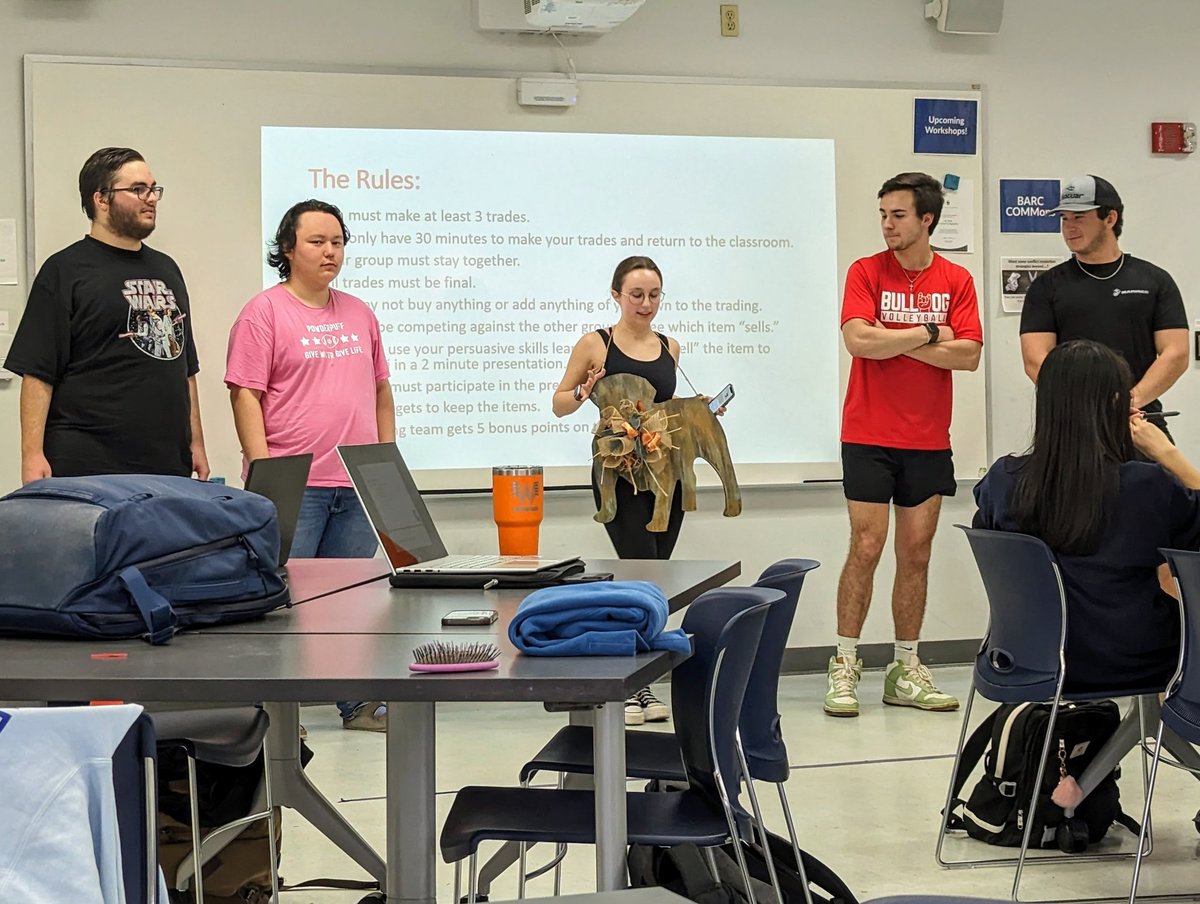 kristis's tweet photo. Every class plays the "Red Paperclip Challenge" where they trade a paperclip for various items before using persuasion to sell me their objects for bonus points. Usually groups get pens or broken electronics. Finally a group brought something really nice! My colors AND a bulldog! https://t.co/oyvg6xk8Gf