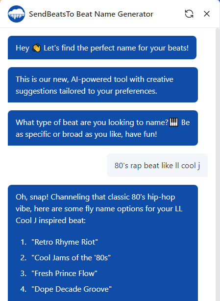 SendBeatsToHQ's tweet photo. Calling all beatmakers! Our new AI-powered Beat Name Generator just dropped, cranking out unique, catchy names for YOUR masterpieces in seconds! Check it out now: https://t.co/0pekTUec7Y 

#newtool #beatnames #musicproduction https://t.co/Xjzxlpp6ad