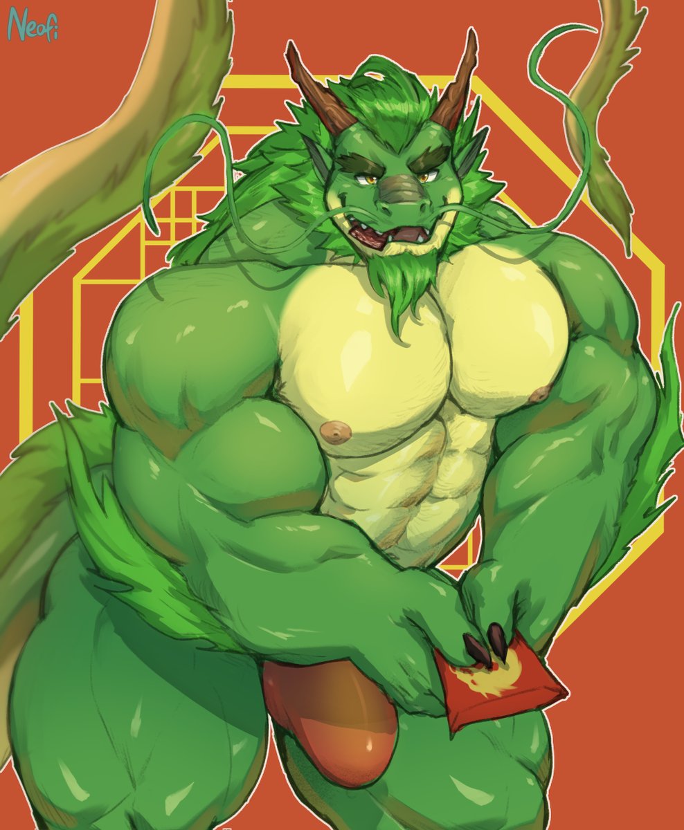 Happy Lunar/Chinese New Year!!! Gong xi fa cai~! It's the year of the wood dragon :3 Do you want the red packet, the red package? or risk getting a deep musky facial embrace inbetween his pecs trying to get the bak kwa?