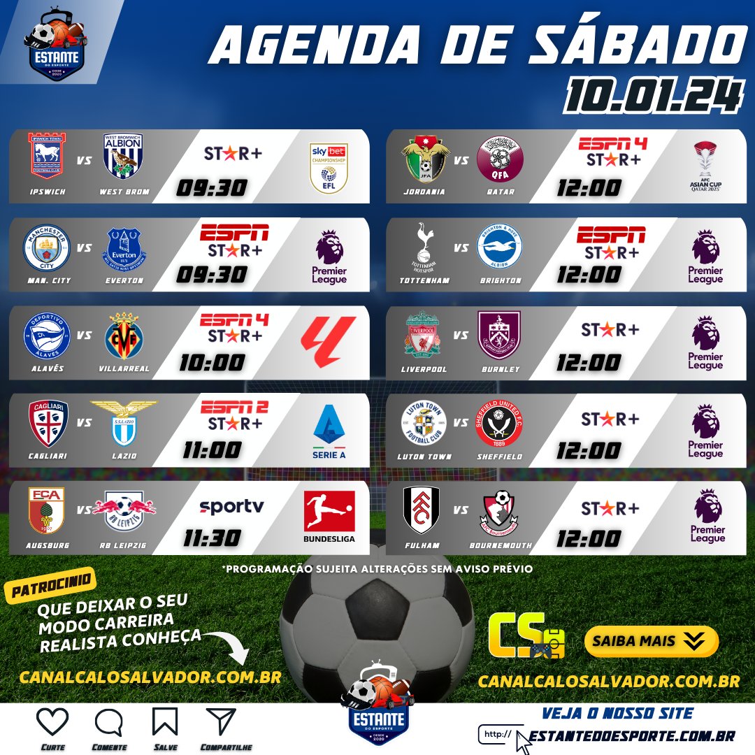EsporteEstante's tweet photo. Veja onde e o que assistir o melhor do FUTEBOL ⚽
Tem 25 jogos para todos os gostos e ainda uma final da #CopaAsiatica e também temos a nossa querida #CopaDoNordeste
Lembrando que temos o apoio do canal do @Calosalvador
#futebol #FutebolnaTV https://t.co/jz20HchwRR
