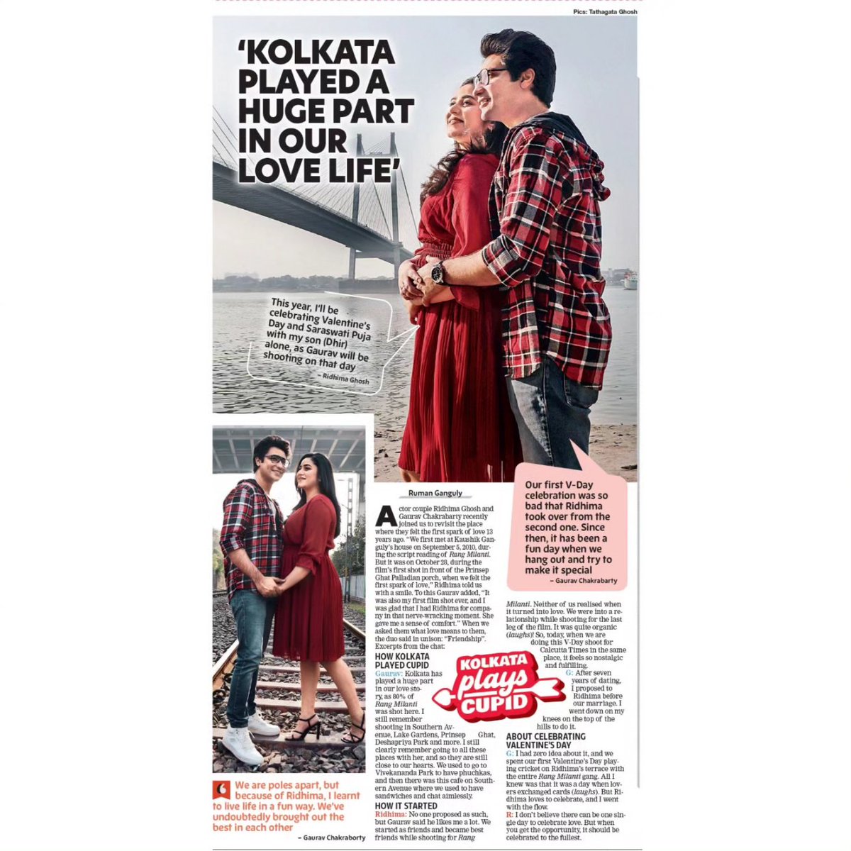 Actor couple and new parents Ridhima Ghosh and Gaurav Chakrabarty revisit their love story in which the city played cupid. Read more.. ❤ Picture Credit: Tathagata Ghosh #ridhimaghosh #gauravchakrabarty #lovestory #valentinesday #cupid #kolkata #calcuttatimes
