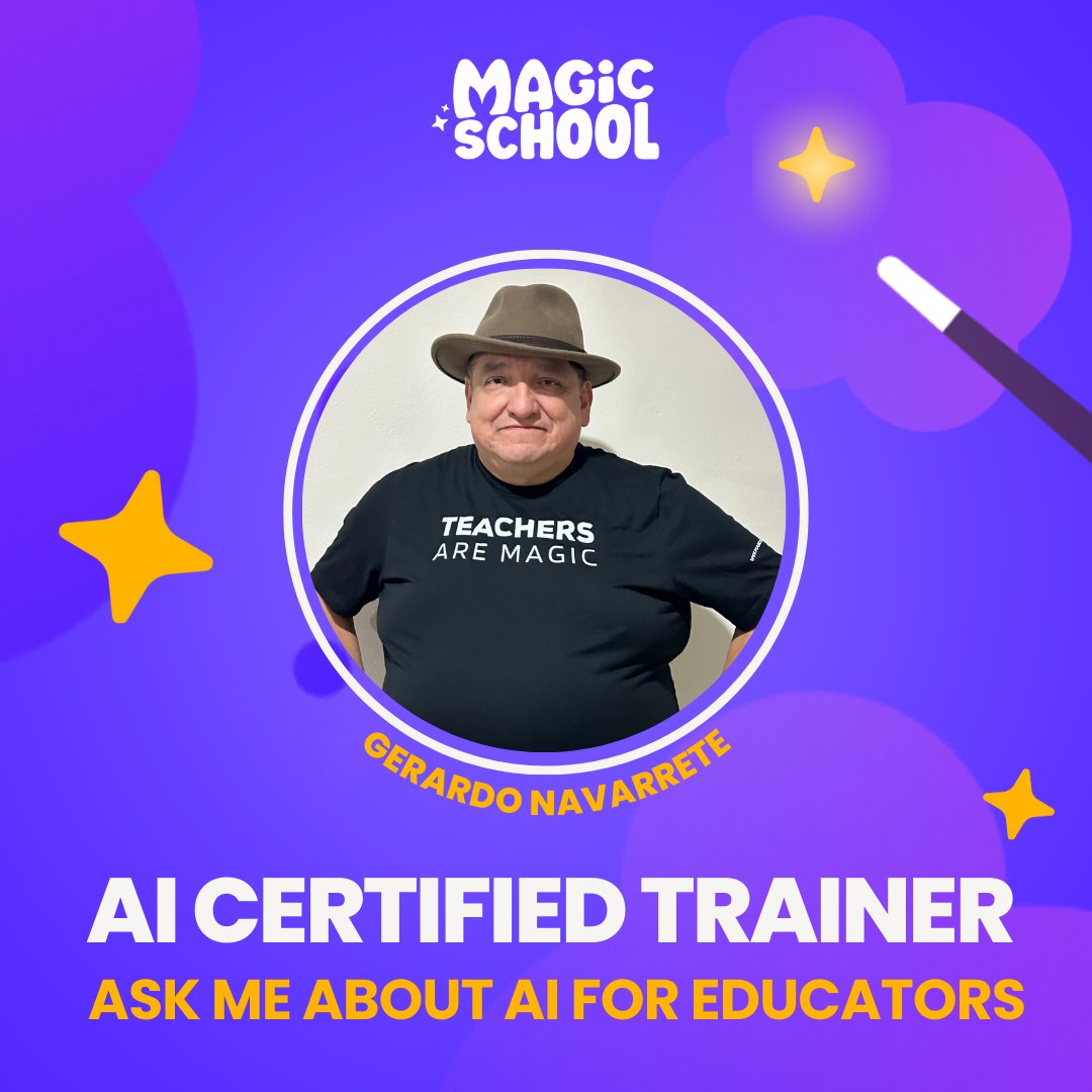 genavarr's tweet image. Me enorgullece compartir que soy un entrenador certificado en IA con @Magichoolai, la plataforma de IA líder en educación.
¡Pregúntame sobre la IA para educadores y con gusto ofreceremos una formación para ti o tu institución! #MagicschoolAI #Edvolution #Teachersaremagic