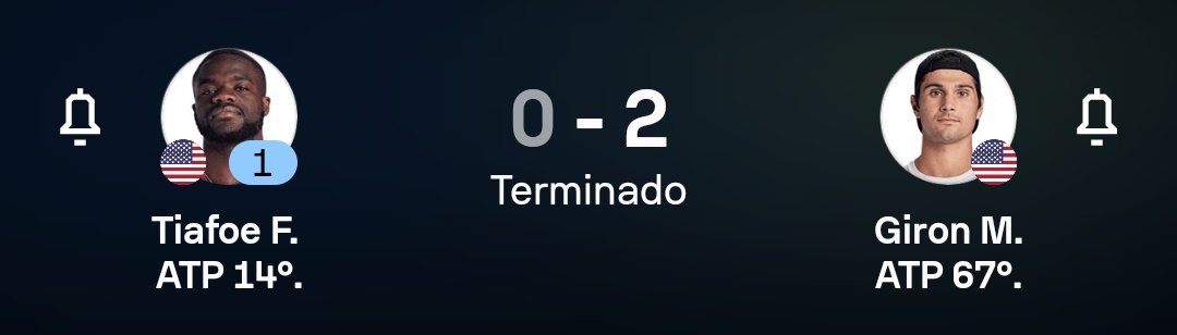 ❌️Tiafoe vs Giron Más de 23.5 Juegos