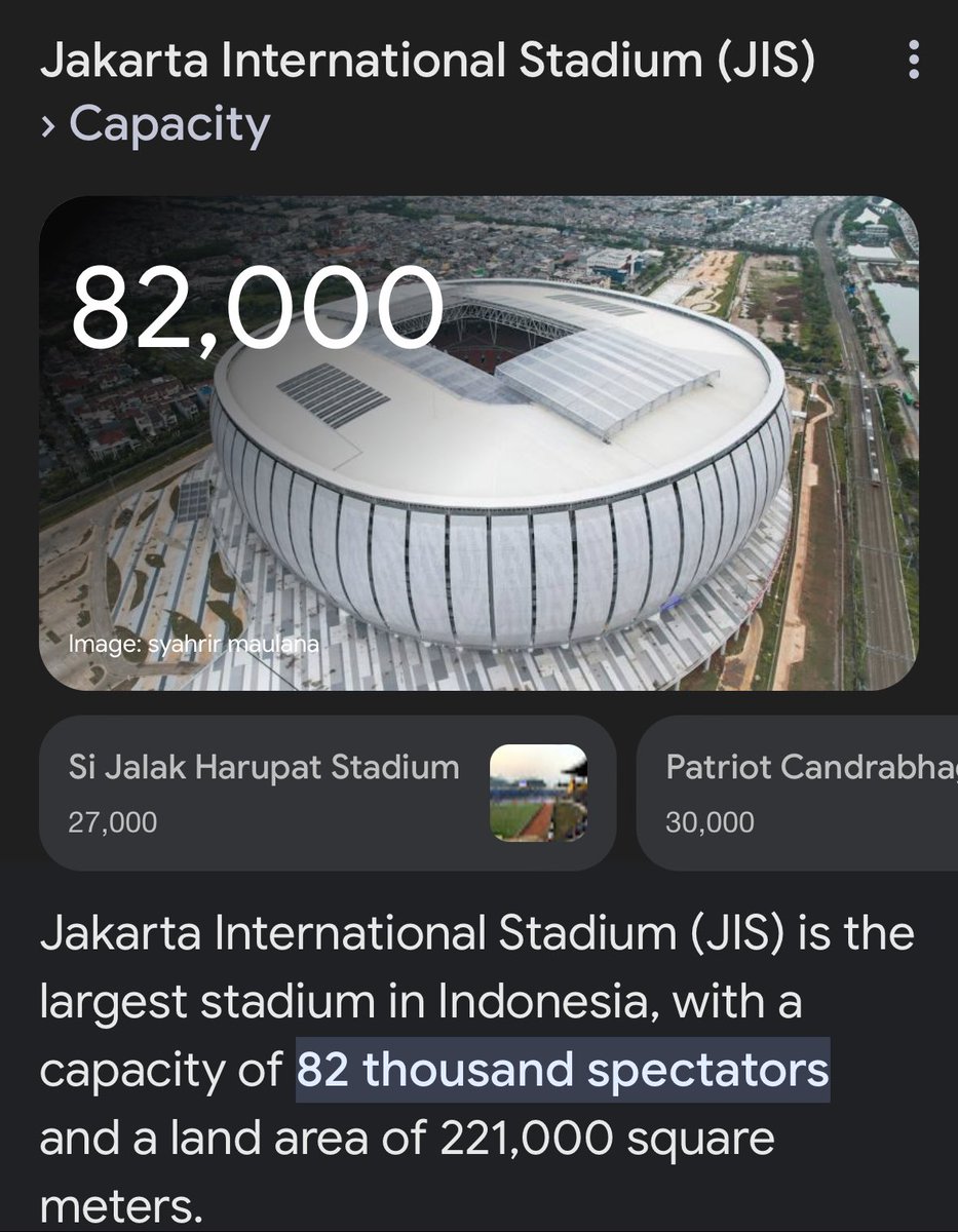 CakRonny_81's tweet photo. Yuk julid kapasitas kursi:

JIS vs GBK

01 di JIS (Jakarta Internasional Stadium) 82,000 vs 02 GBK 77,193

Dari jumlah kursi udah kalah ya, apalagi pendukung.
#KumpulAkbarJIS 
#prabowogibran02 
#AMINAjaDulu https://t.co/Dx9bIrQHjF