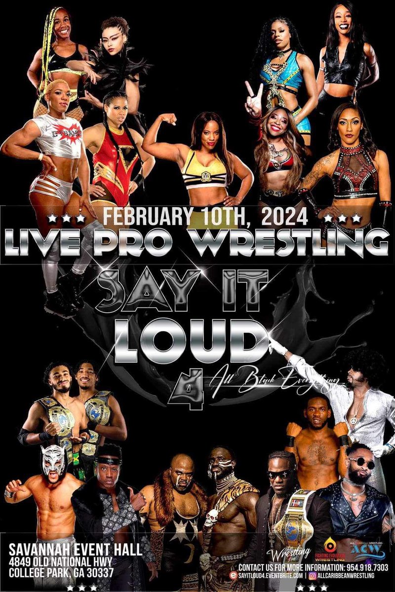 ATL! Who pullin up for SAY IT LOUD 4 tomorrow?! @AllCaribbeanWr1 @FEW_survive @LetWrestlingLV #allblackeverything