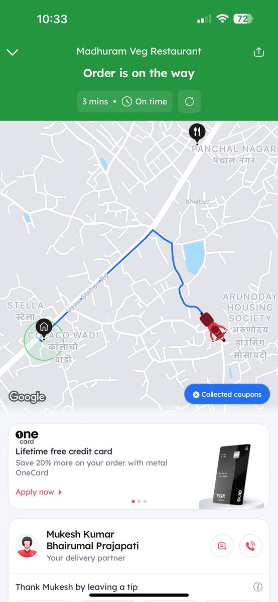 SagarParulekar's tweet photo. @zomatocare @zomato why is the delivery person roaming around with my ordered food?? Please explain and cancel my order with compensation. https://t.co/6Of5pXnksw