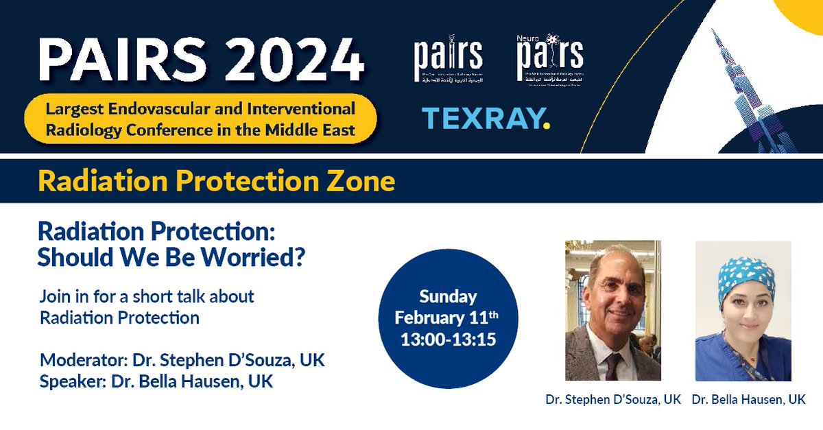 Must attend at @pairsmedia 

#RadiationProtection: Should we be worried?
Moderator: Dr. Stephen D'Souza 
Speaker: Bella Hausen 
🗓️ Sunday February 11th 
⏰ 13:00-13:15
📍Radiation Protection Zone 🟡
